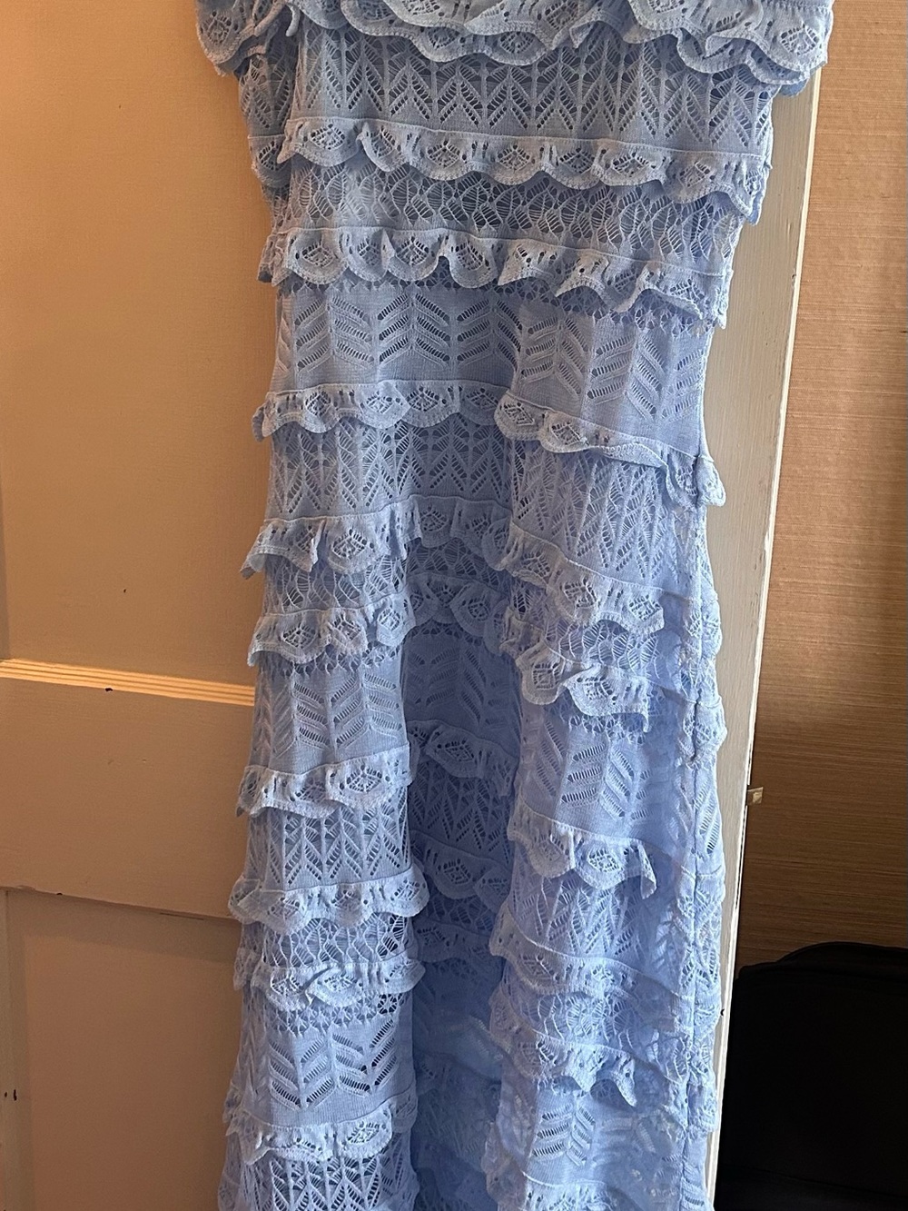 NWT Zara Light Blue Crochet Maxi Dress - Picture 2 of 4
